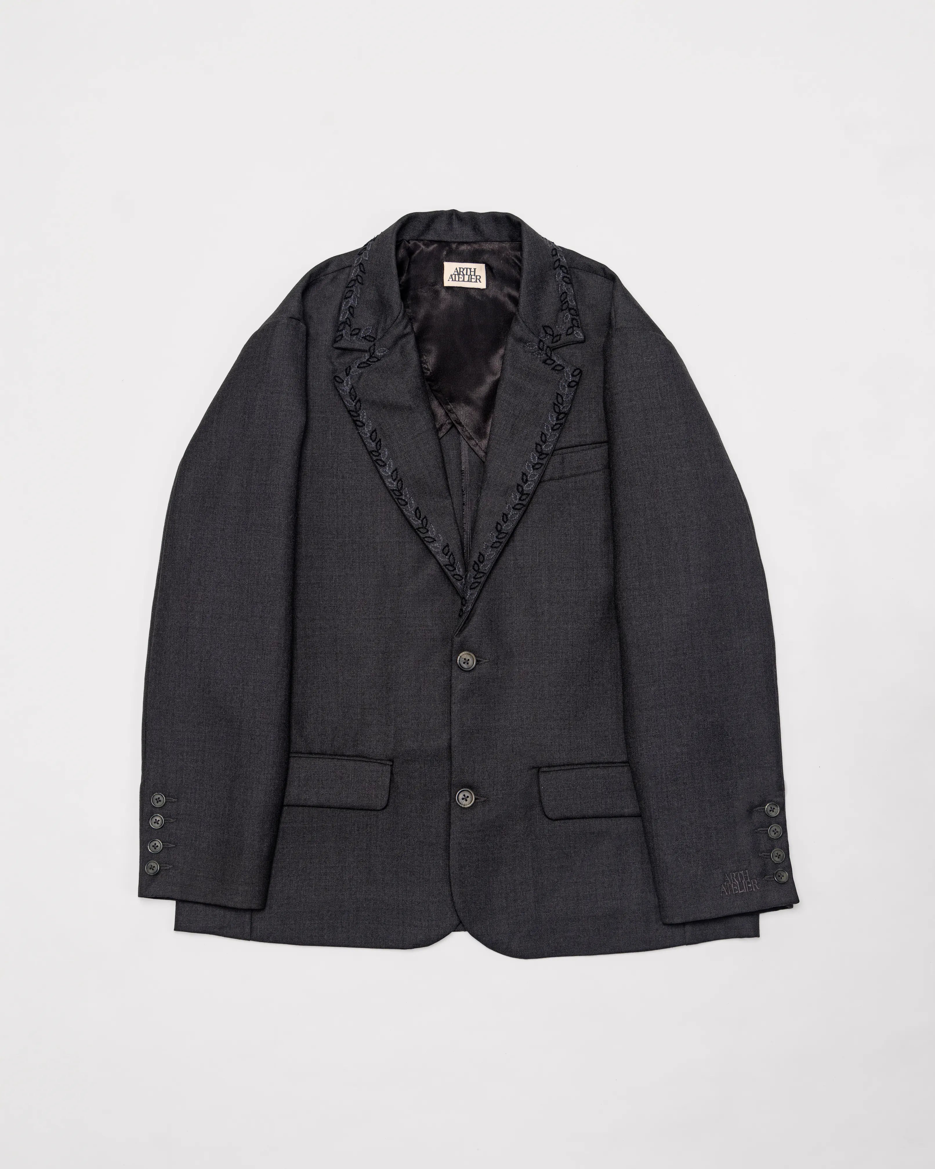 Hand-Embroidered Organic Wool Blazer
