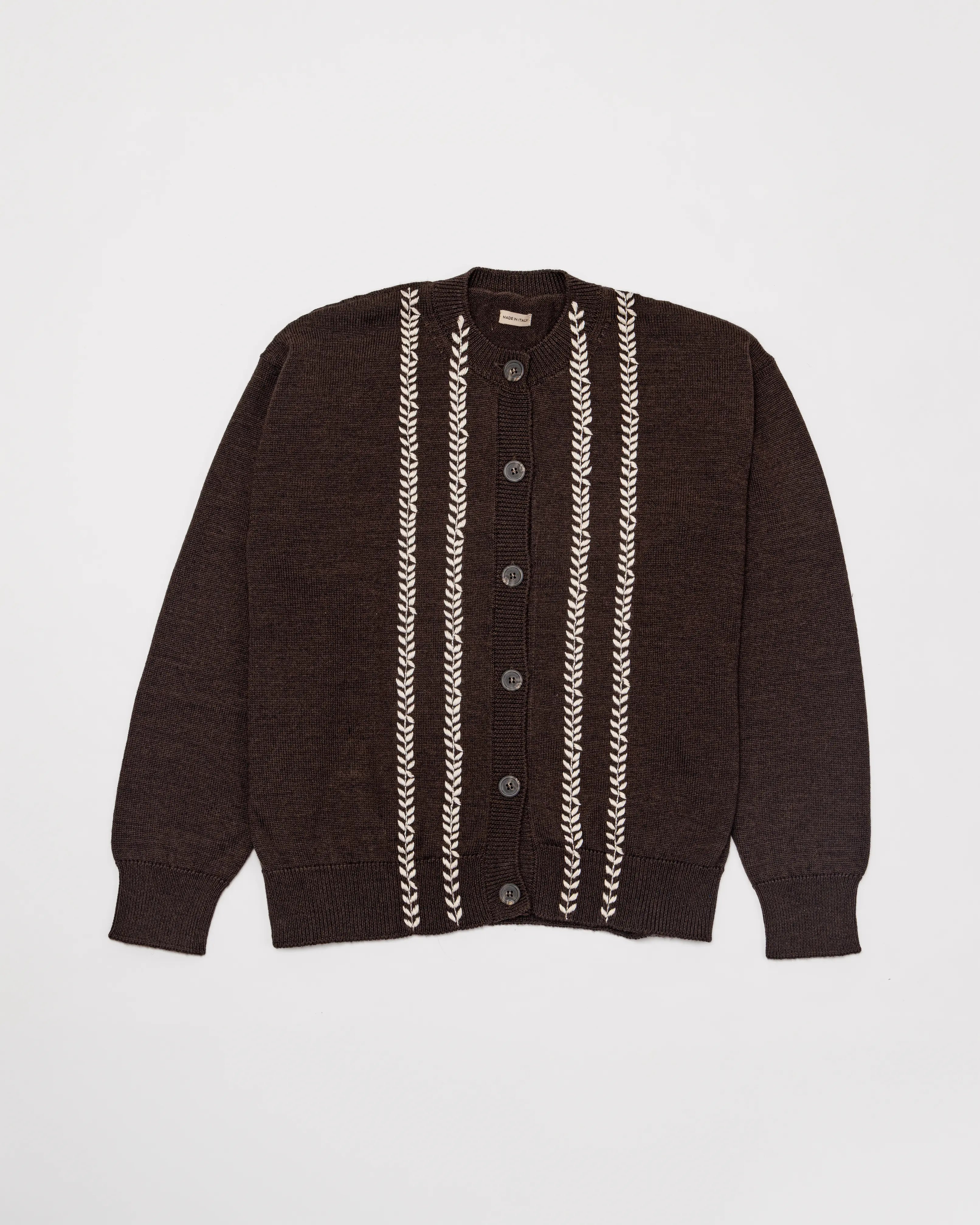 Hand-Embroidered Merino Wool Cardigan