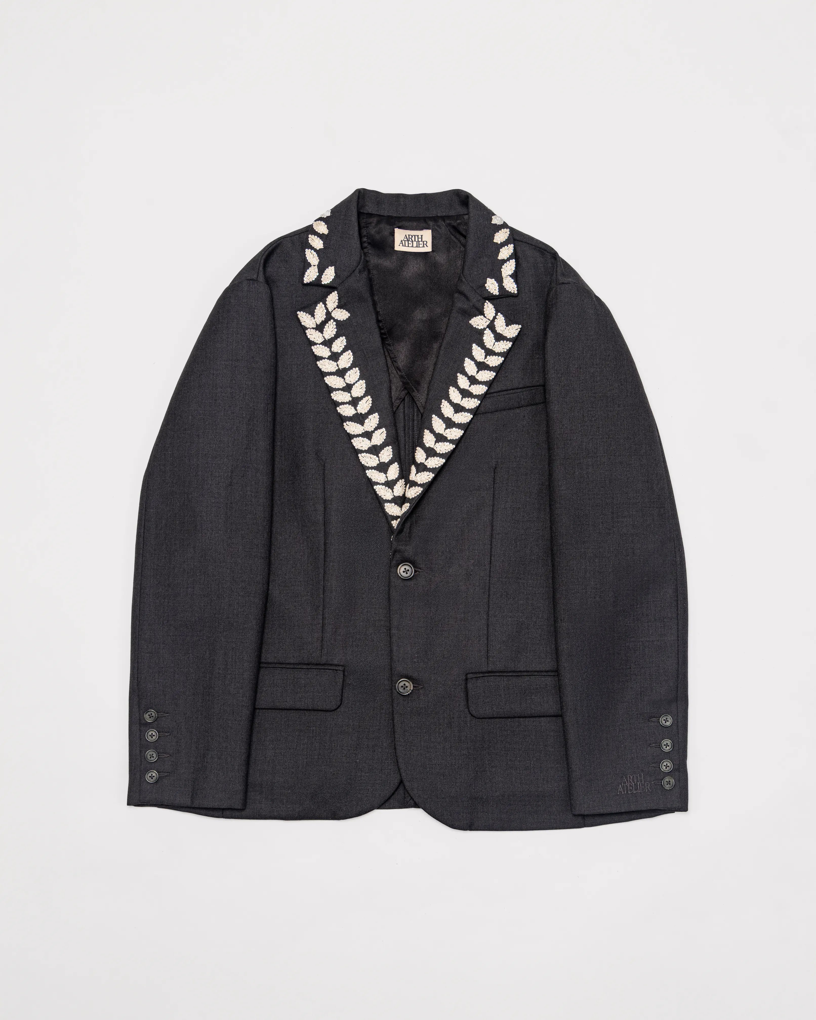 Hand-Embroidered Organic Wool Blazer Luxe