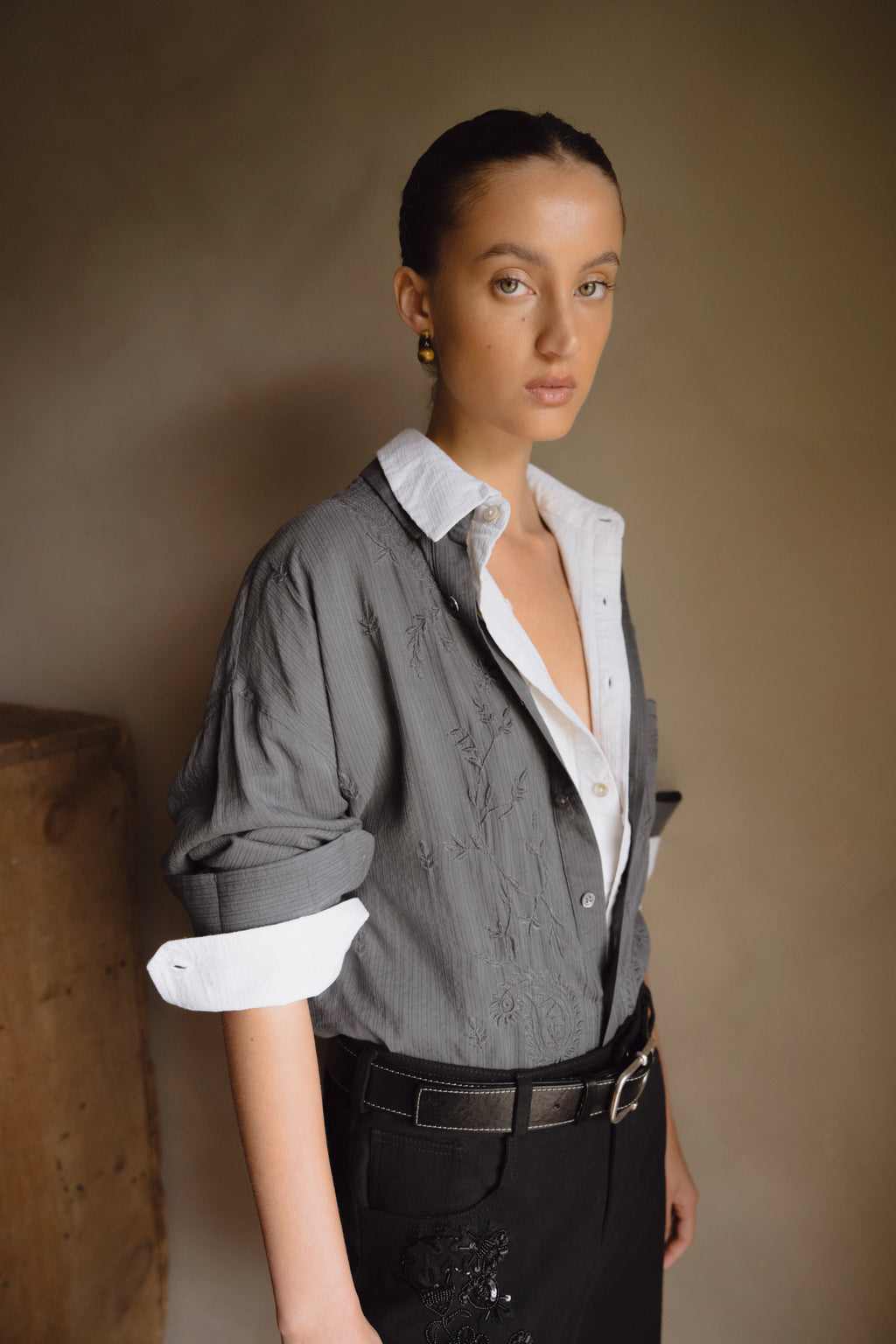 Hand-Embroidered Chikankari Shirt - Vanilla Ice