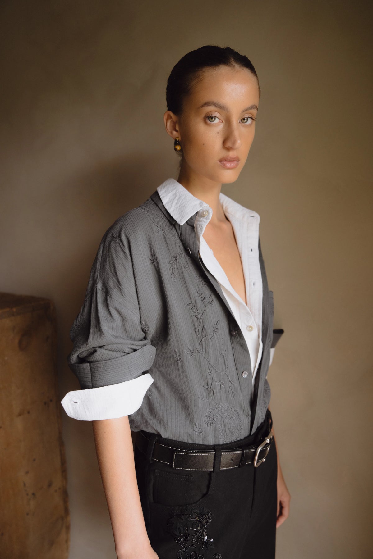 Hand-Embroidered Chikankari Shirt - Vanilla Ice
