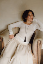 Hand-Embroidered Waffle Skirt - Vanilla Ice