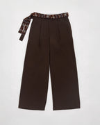 Straight Leg Trousers With Embroidered Belt - Rich Earth