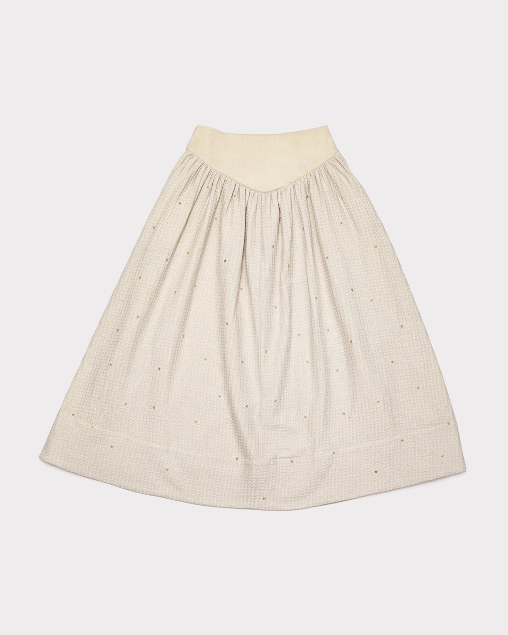 Hand-Embroidered Waffle Skirt - Vanilla Ice