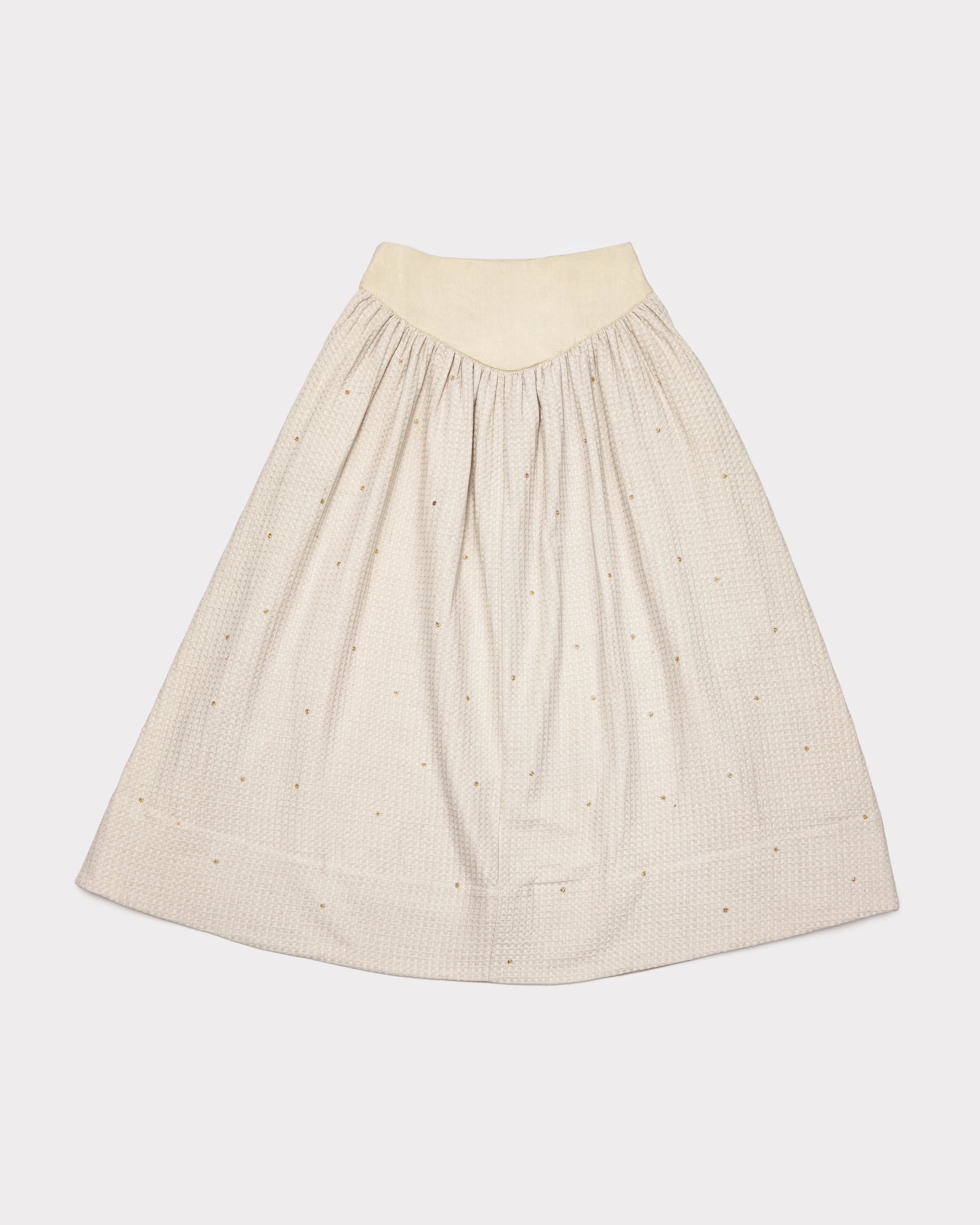 Hand-Embroidered Waffle Skirt - Vanilla Ice