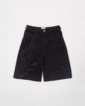 Hand-Embroidered Twill Shorts - Black