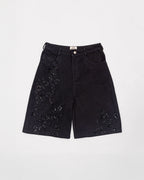 Hand-Embroidered Twill Shorts - Black