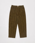 Hand-Embroidered Corduroy Pants - Olive