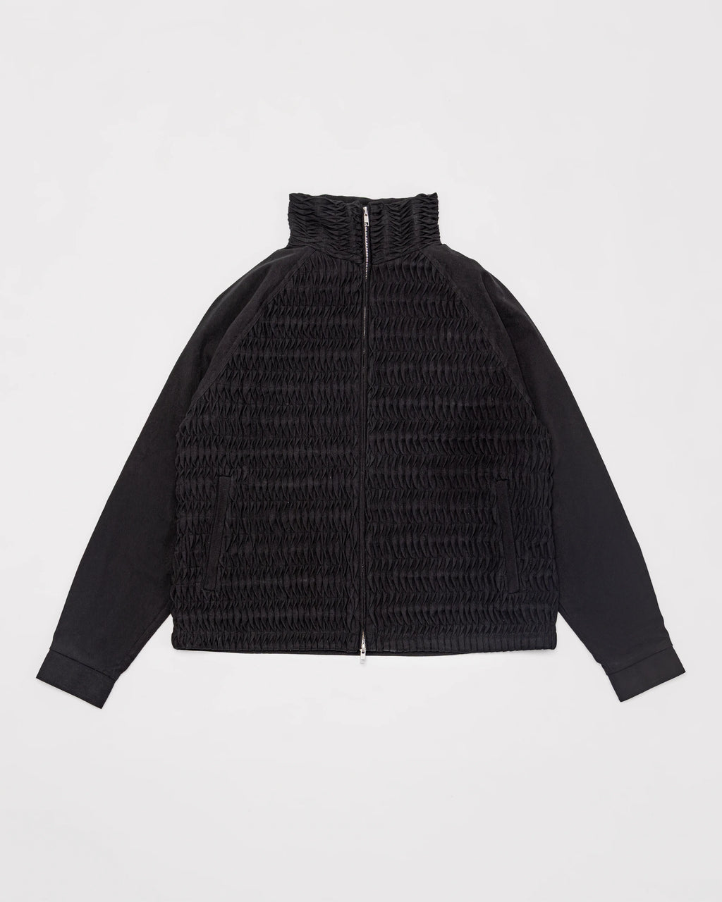 Hand-Pleated Twill Windbreaker Jacket - Black