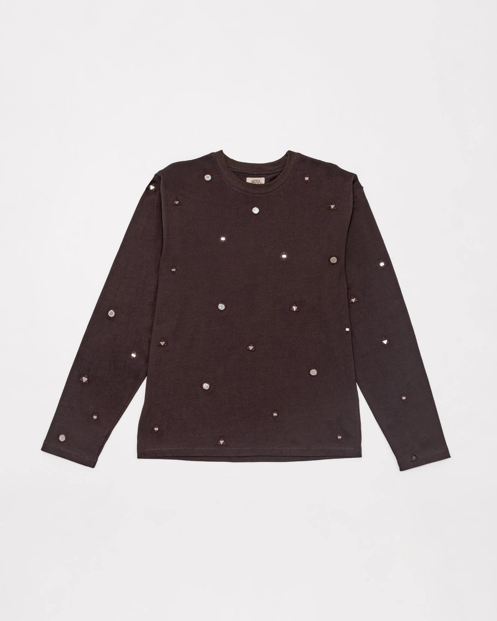 Hand-Embroidered Mirror Long Sleeve T-Shirt - Rich Earth