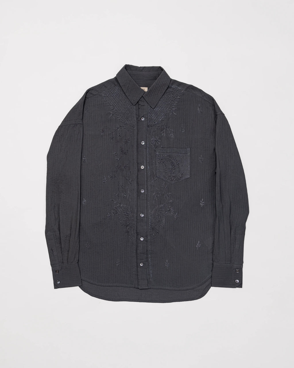 Hand-Embroidered Chikankari Shirt - Classic Grey