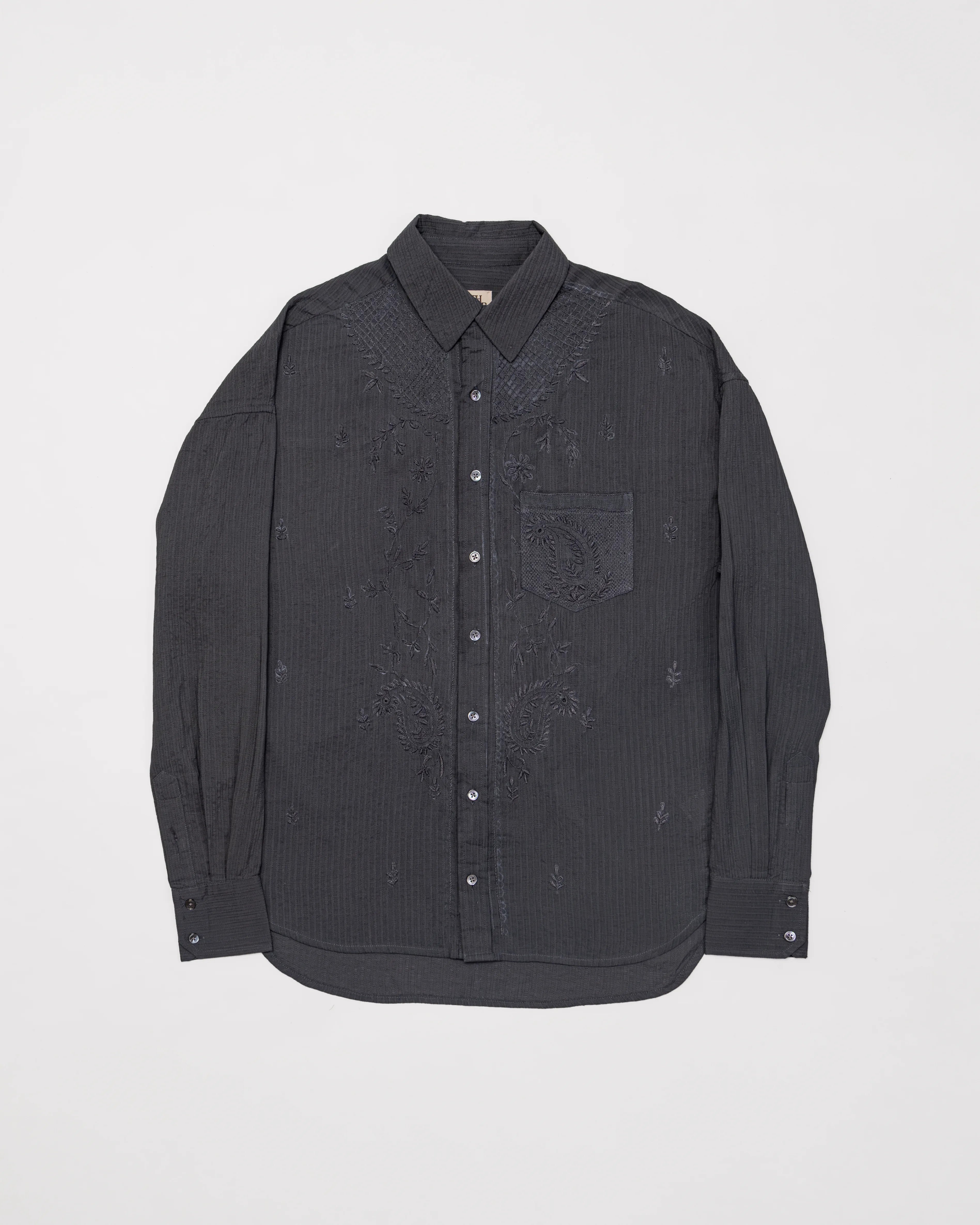 Hand-Embroidered Chikankari Shirt - Classic Grey