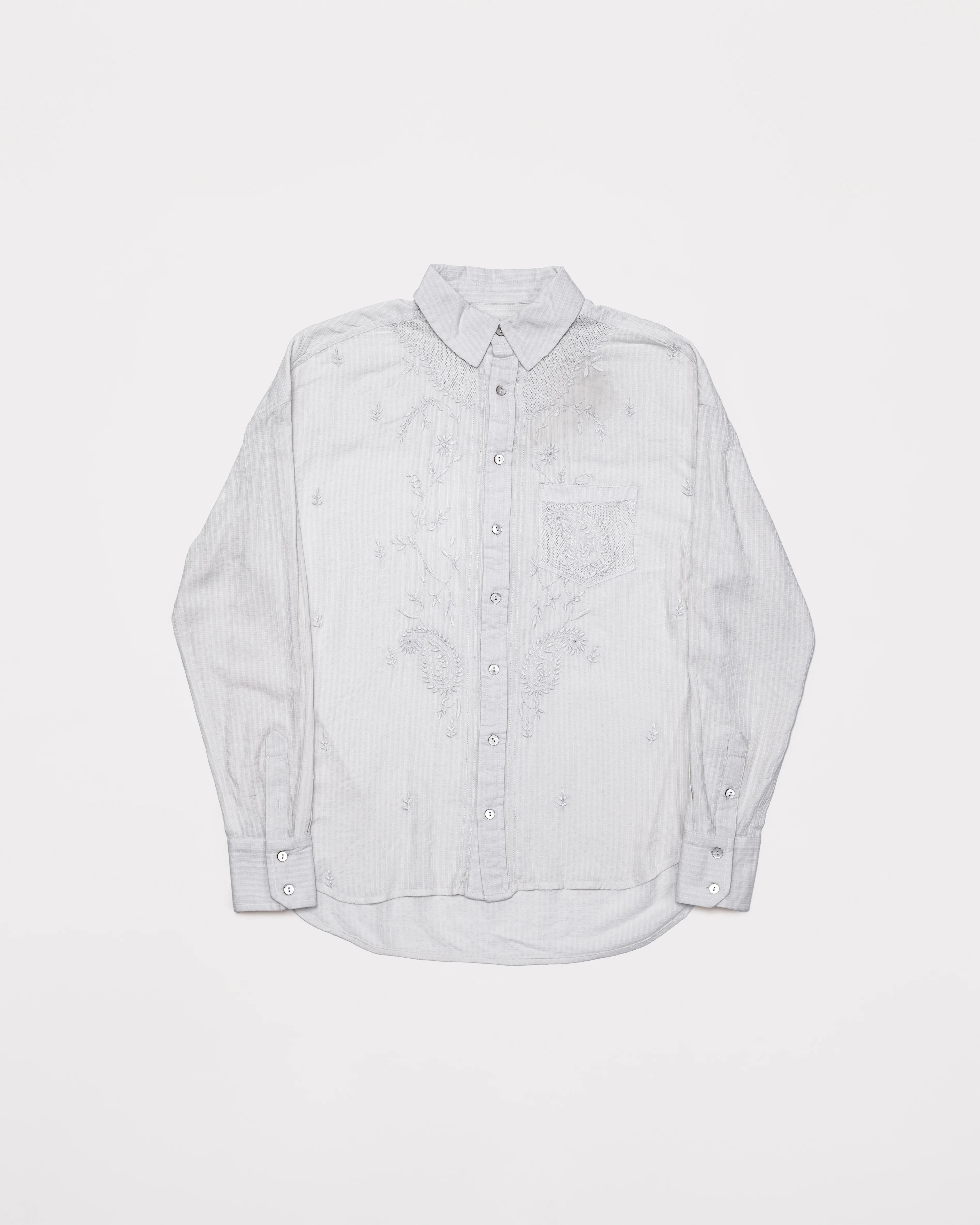 Hand-Embroidered Chikankari Shirt - Vanilla Ice