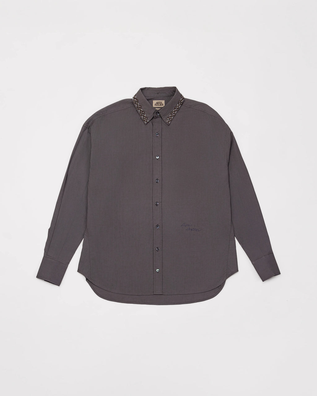 Hand-Embroidered Scarf Shirt - Dusty Violet