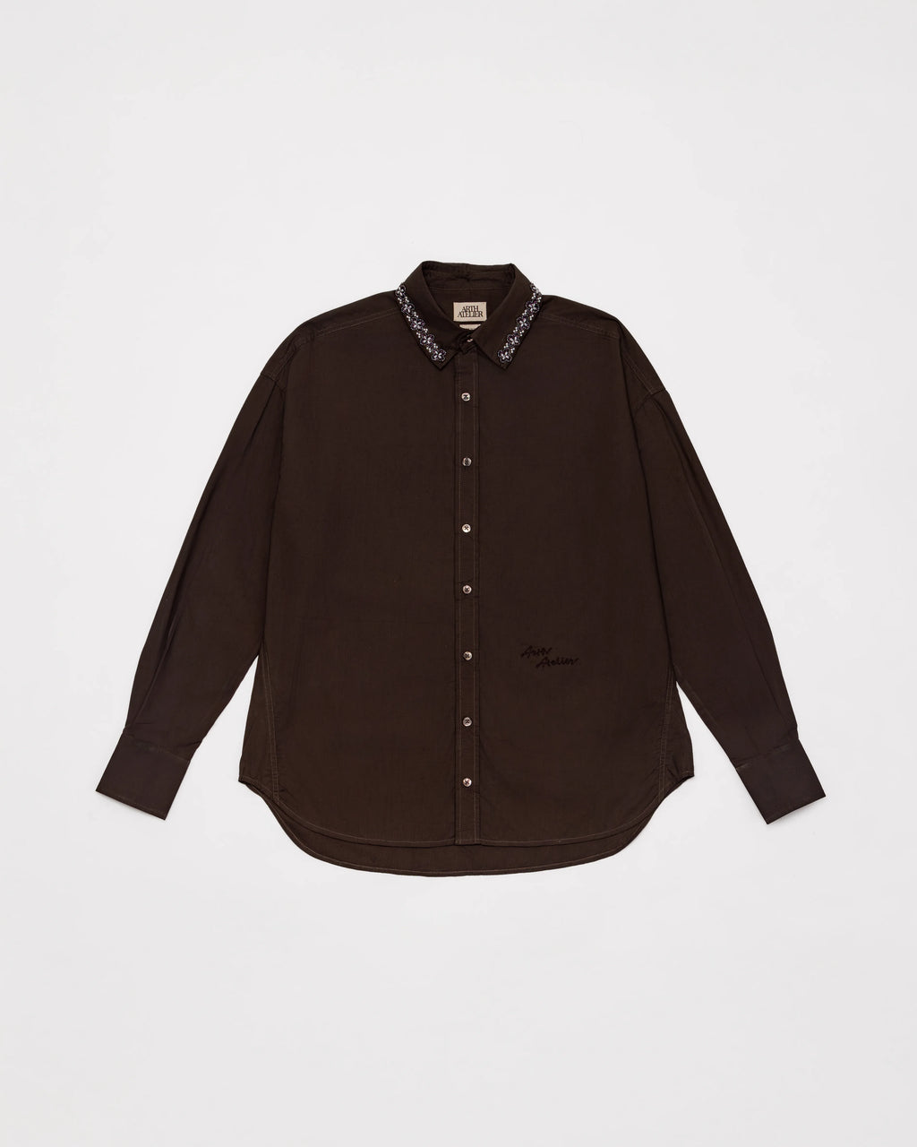 Hand-Embroidered Scarf Shirt - Rich Earth