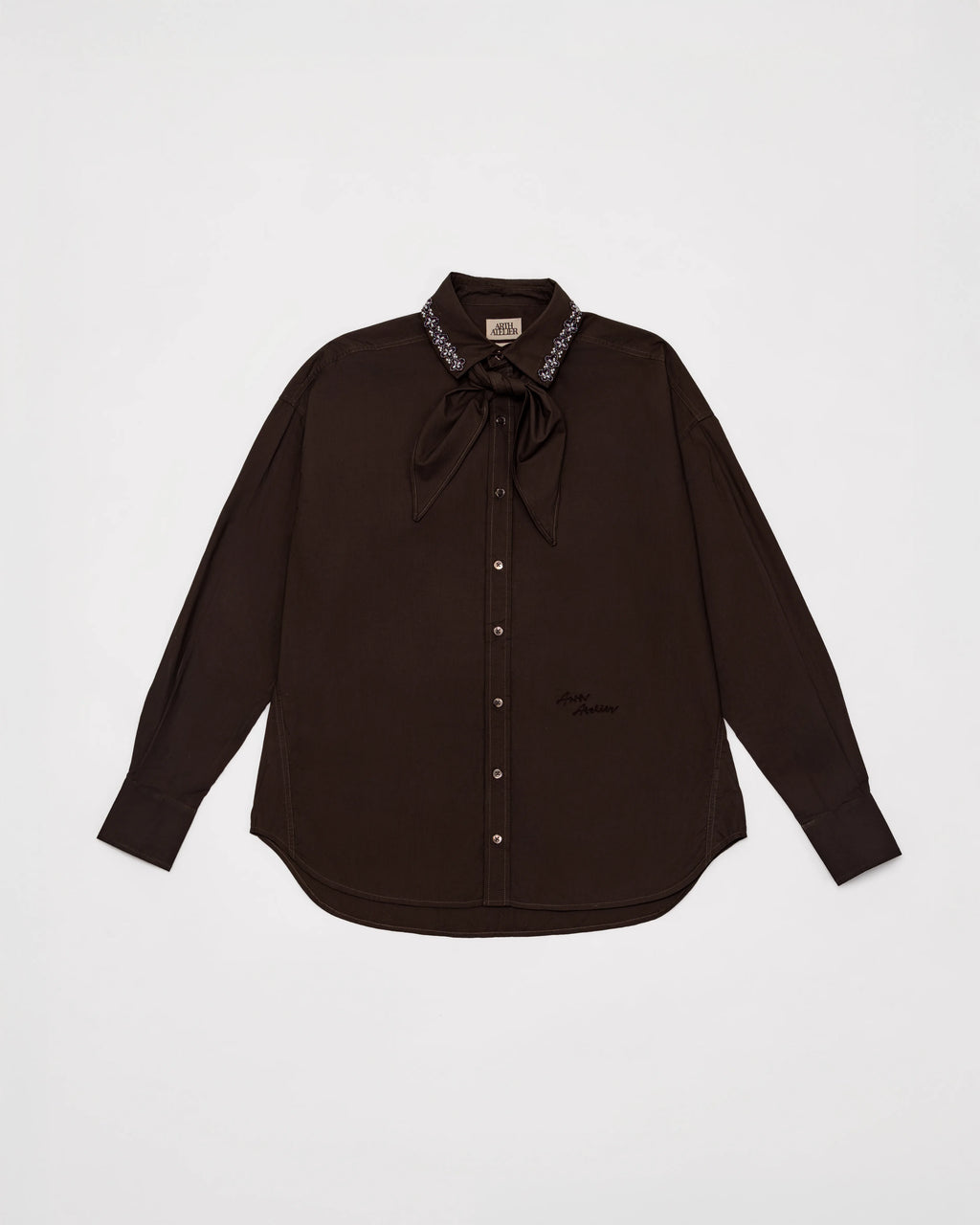 Hand-Embroidered Scarf Shirt - Rich Earth