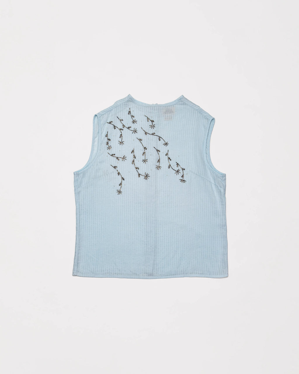 Hand-Embroidered Layered Apron Top - Delicate Blue