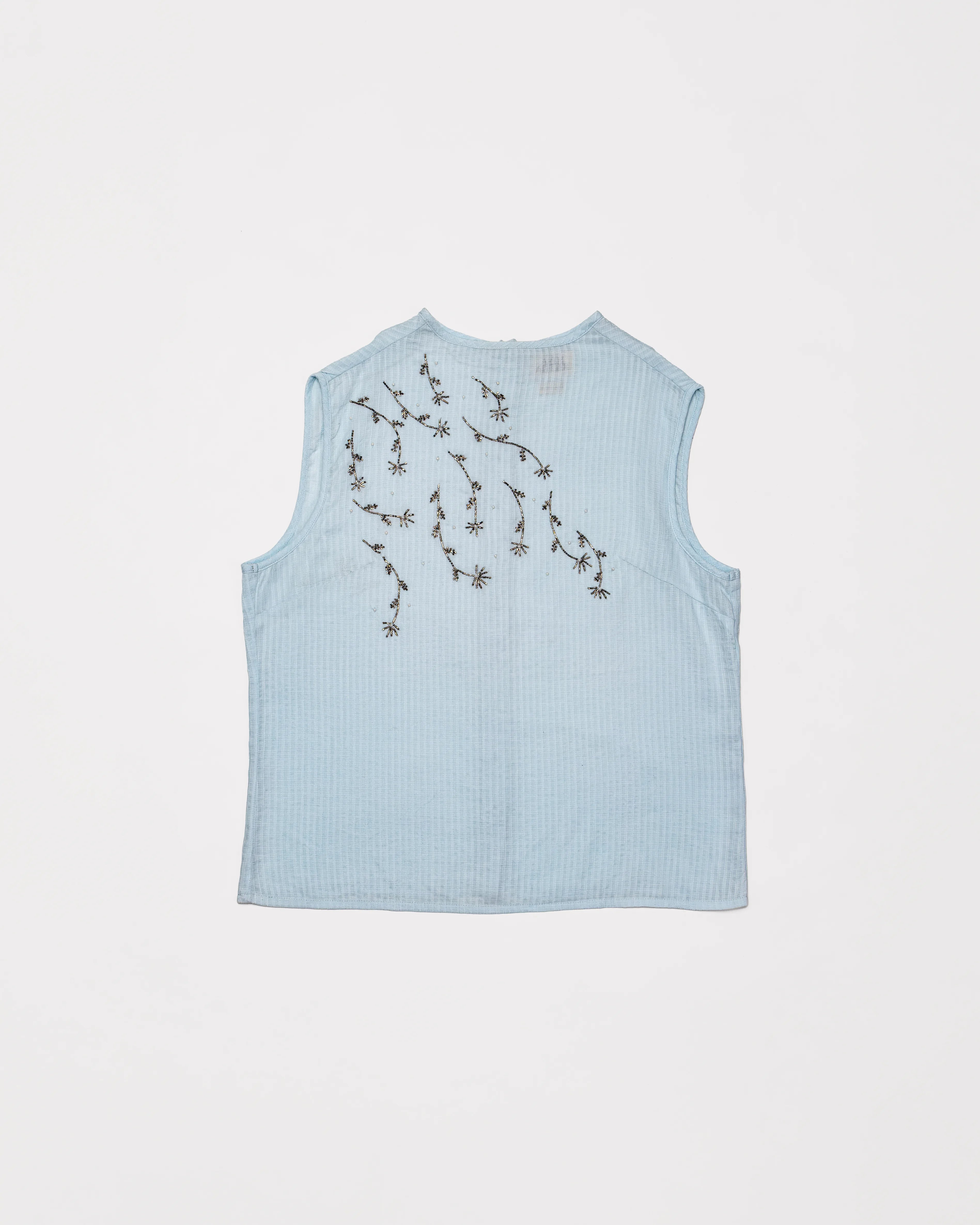 Hand-Embroidered Layered Apron Top - Delicate Blue