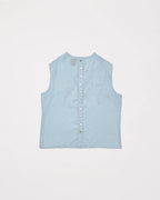 Hand-Embroidered Layered Apron Top - Delicate Blue