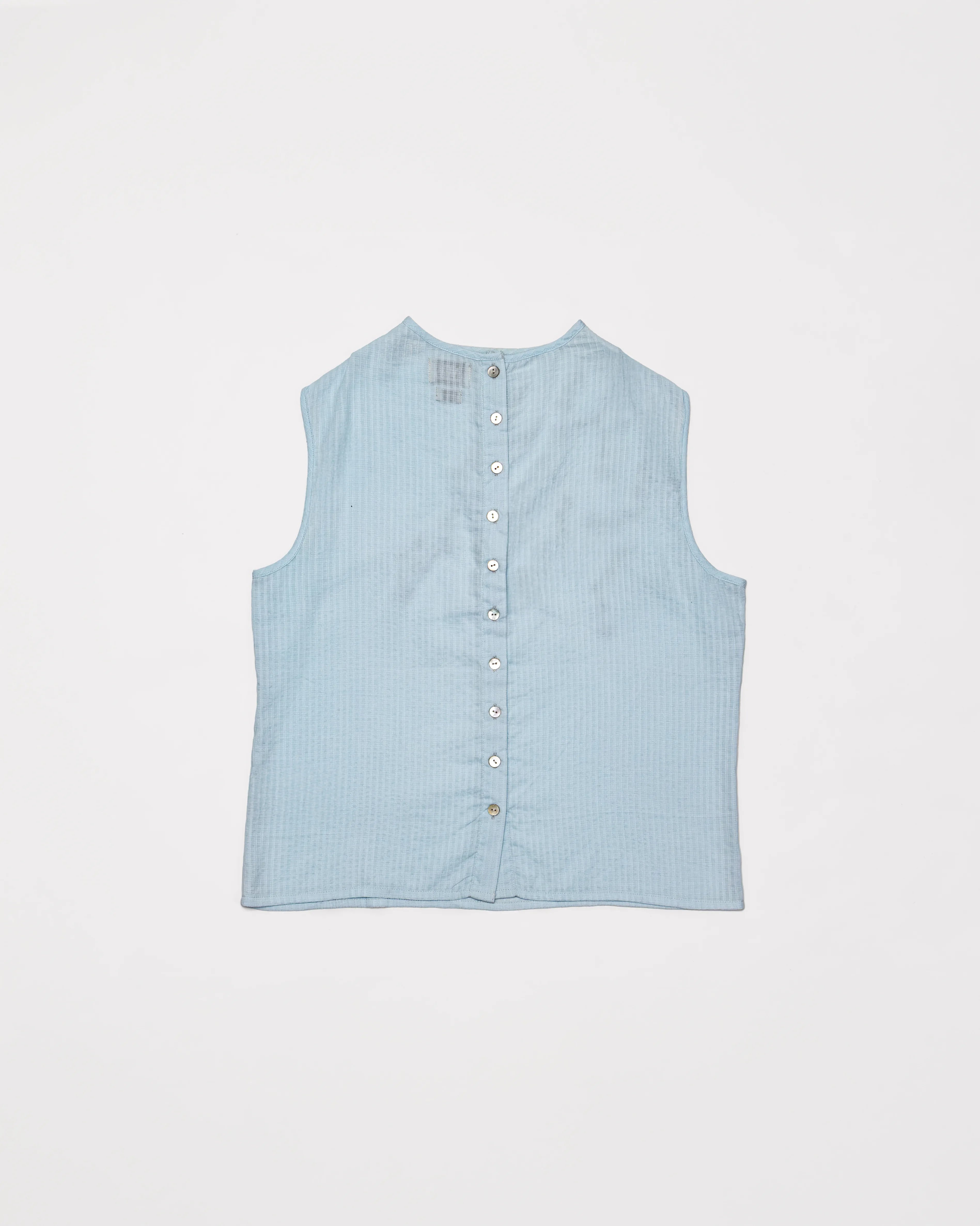 Hand-Embroidered Layered Apron Top - Delicate Blue