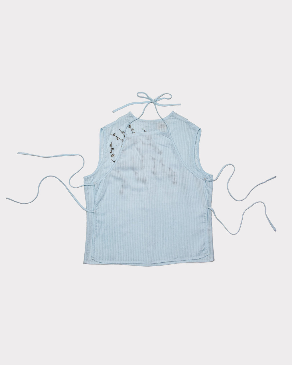 Hand-Embroidered Layered Apron Top - Delicate Blue