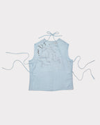 Hand-Embroidered Layered Apron Top - Delicate Blue