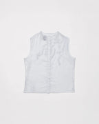 Hand-Embroidered Layered Apron Top - White