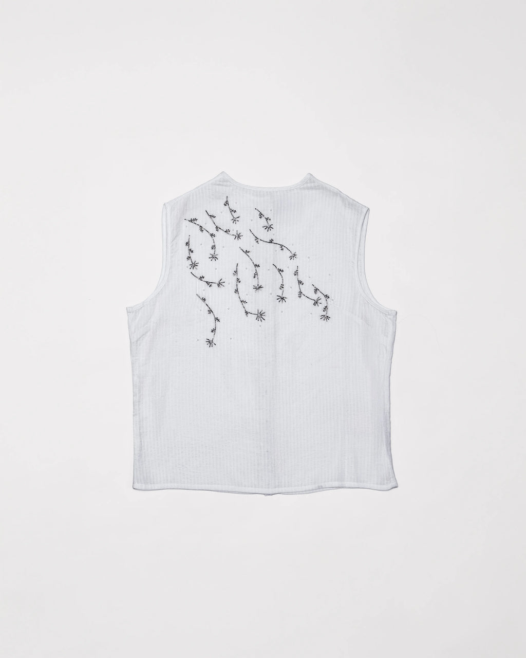 Hand-Embroidered Layered Apron Top - White