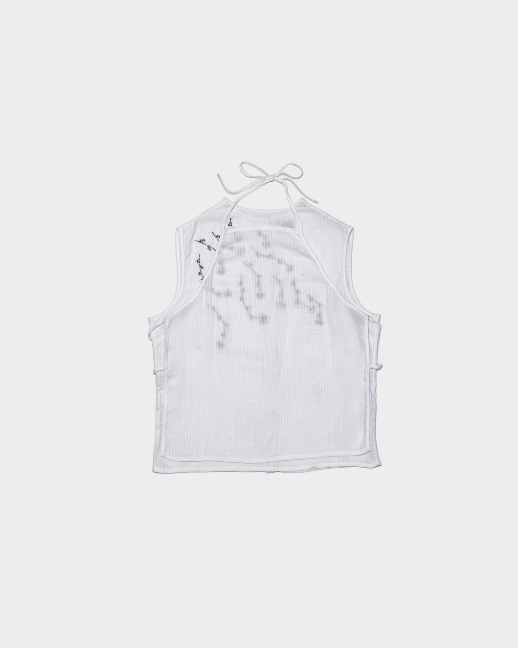 Hand-Embroidered Layered Apron Top - White