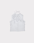 Hand-Embroidered Layered Apron Top - White