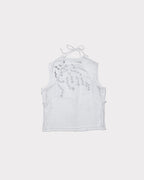Hand-Embroidered Layered Apron Top - White