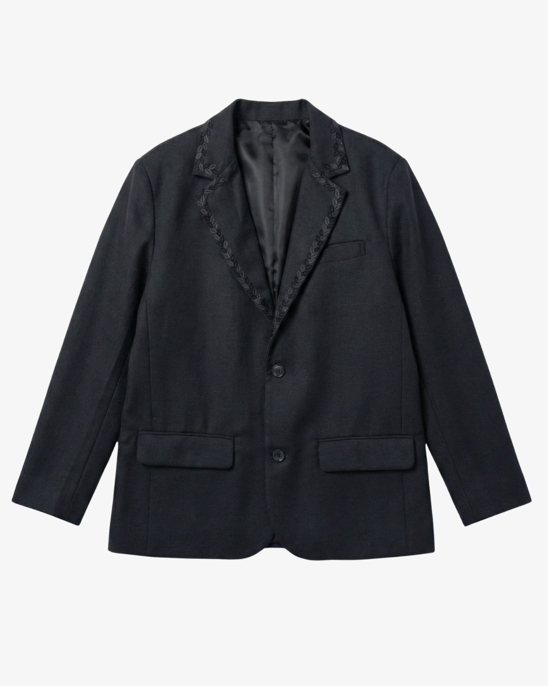 Hand-Embroidered Organic Wool Blazer