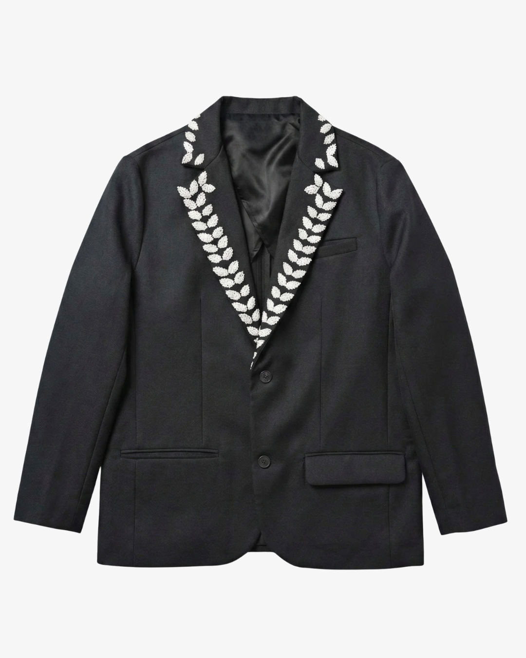 Hand-Embroidered Organic Wool Blazer Luxe