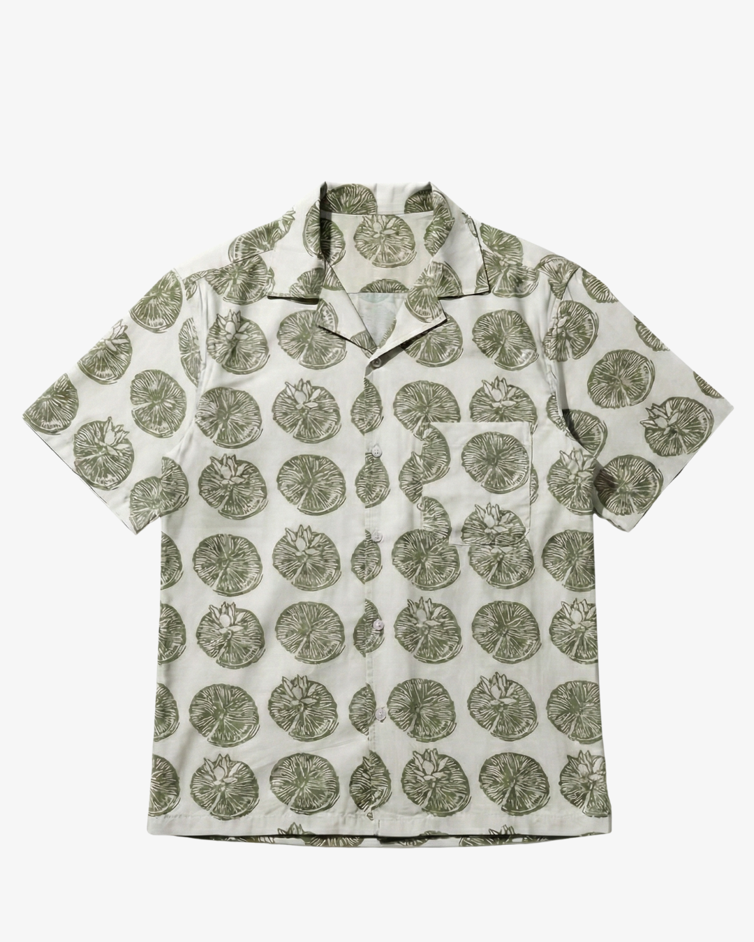 Lotus Hand Block-Printed Shirt Classic White