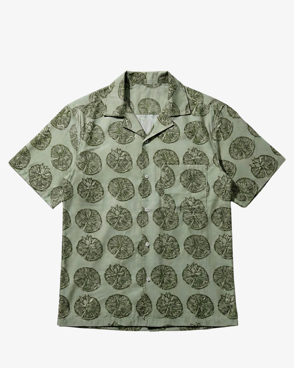 Lotus Hand Block-Printed Shirt Sage Green