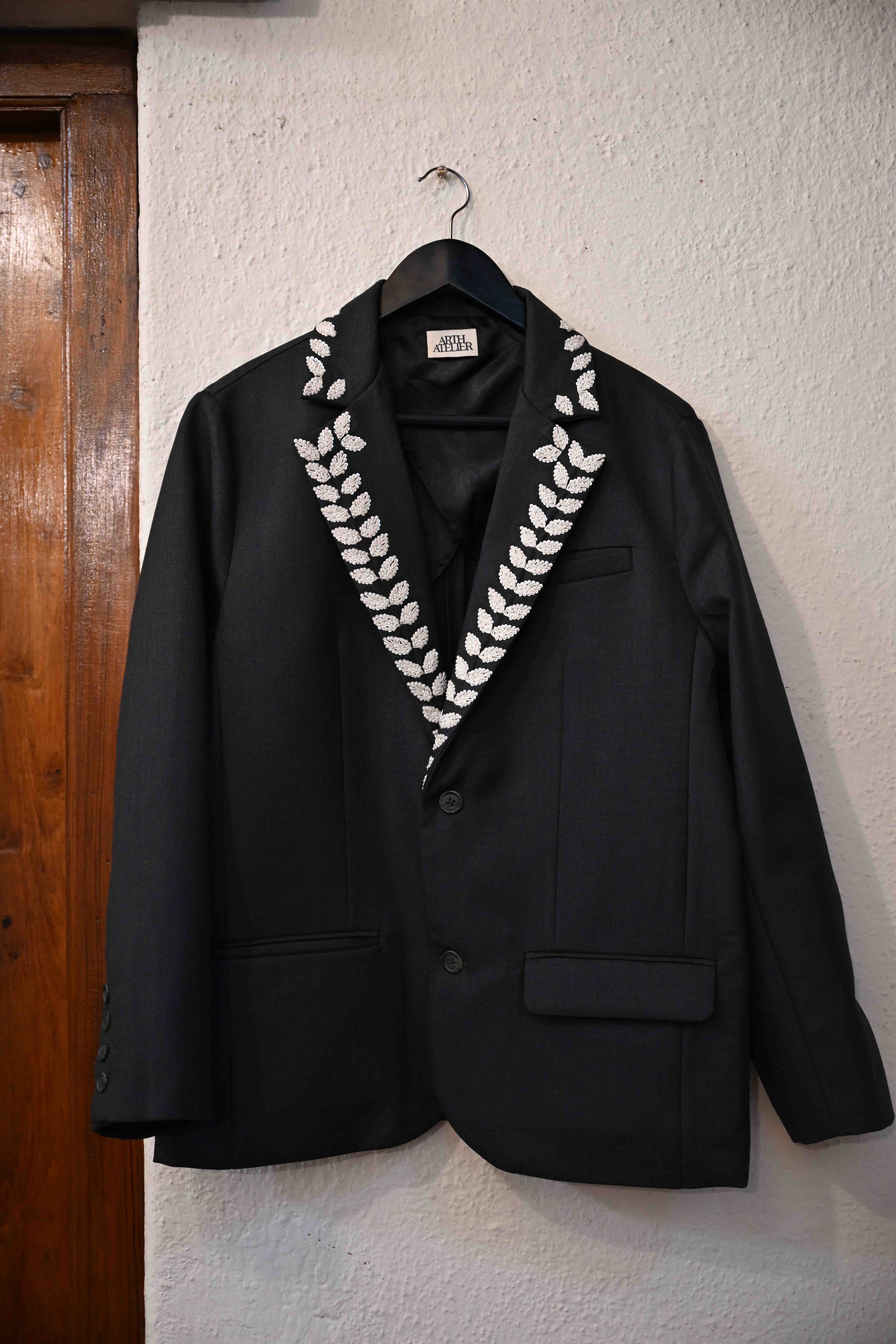 Hand-Embroidered Organic Wool Blazer Luxe