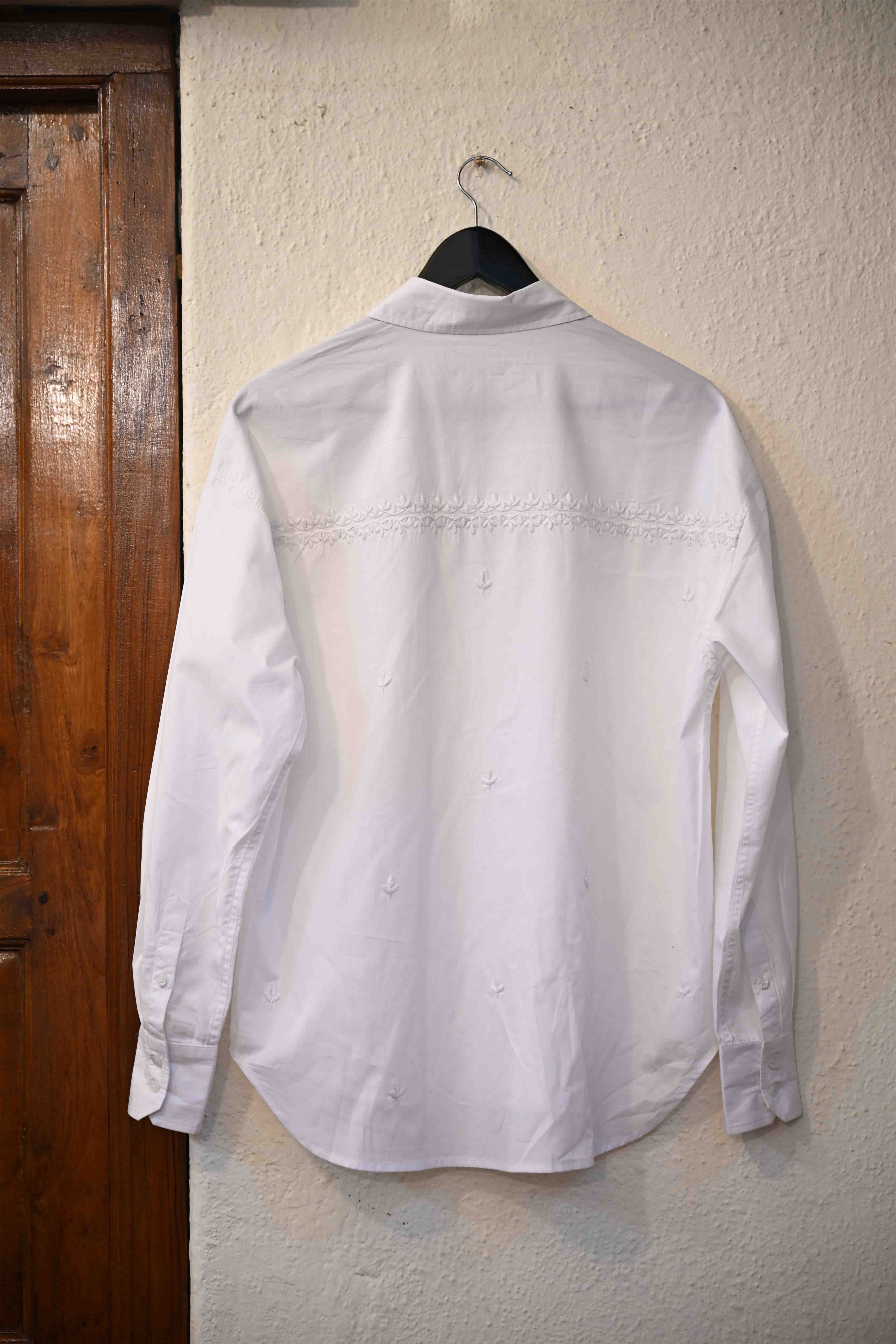 Hand-Embroidered Asymmetric Organic Cotton Poplin Shirt