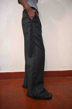 Hand-Embroidered Straight-Leg Organic Wool Trousers