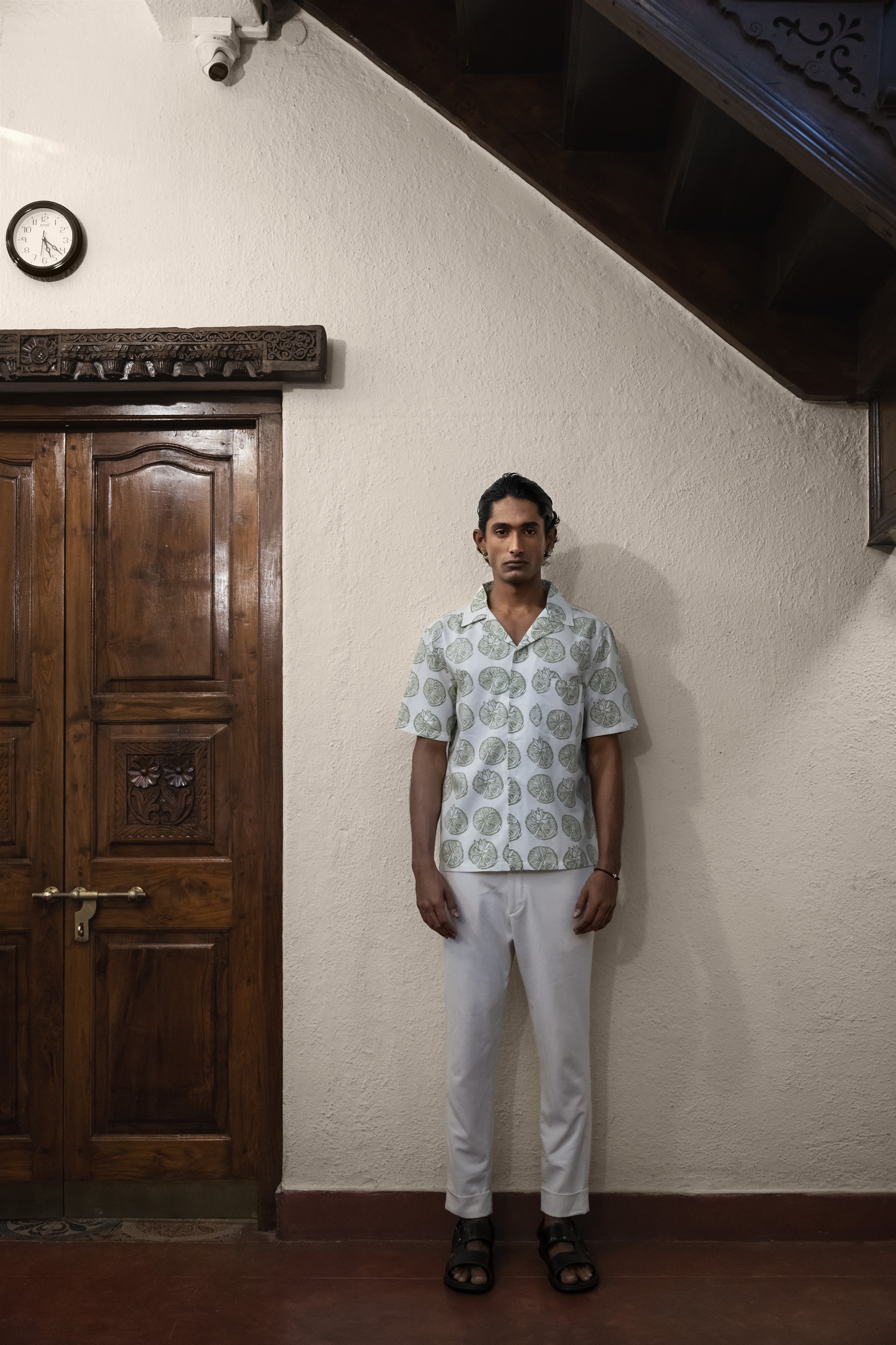 Lotus Hand Block-Printed Shirt Classic White