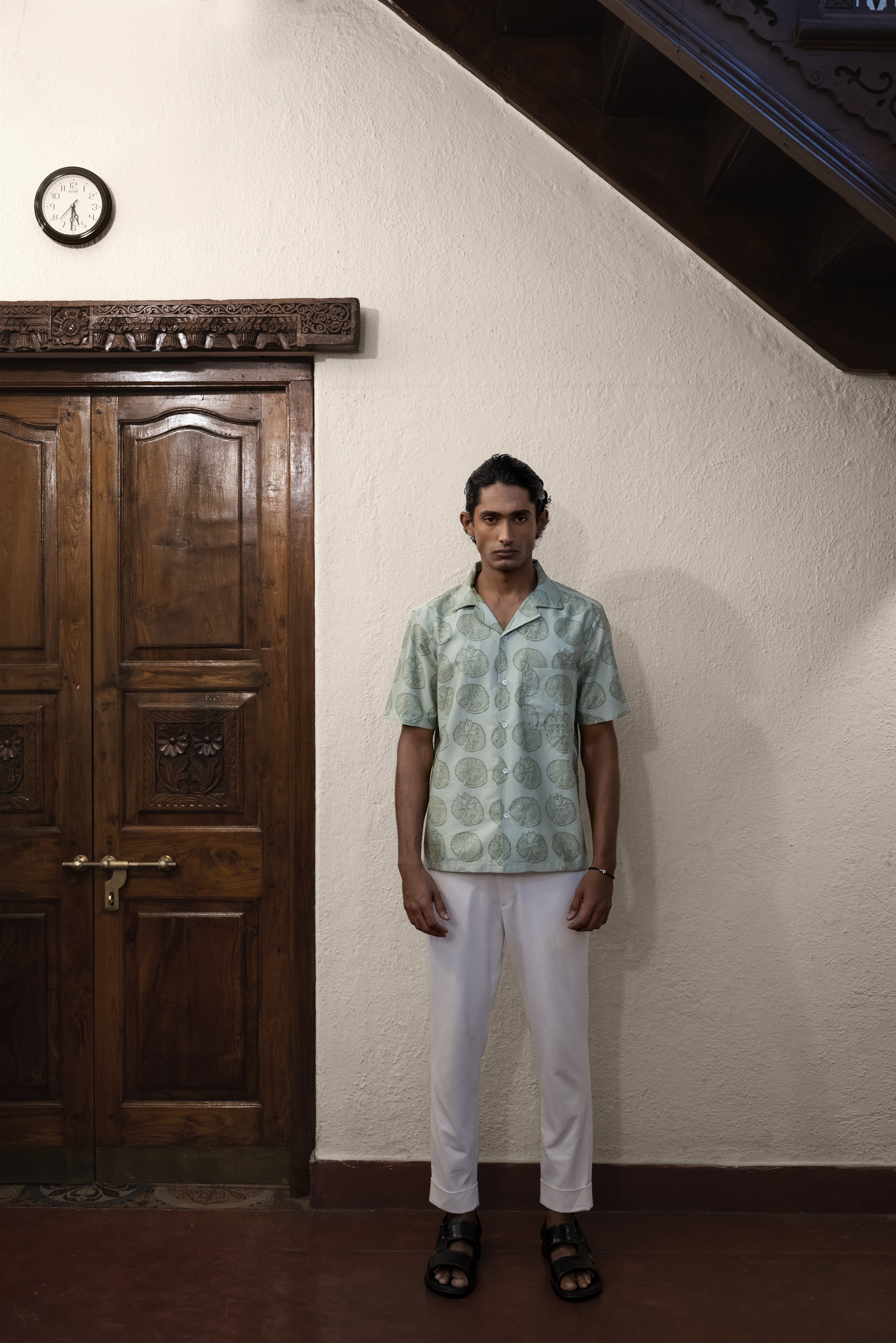 Lotus Hand Block-Printed Shirt Sage Green