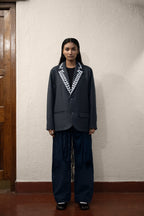 Hand-Embroidered Organic Wool Blazer Luxe