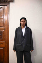 Hand-Embroidered Organic Wool Blazer