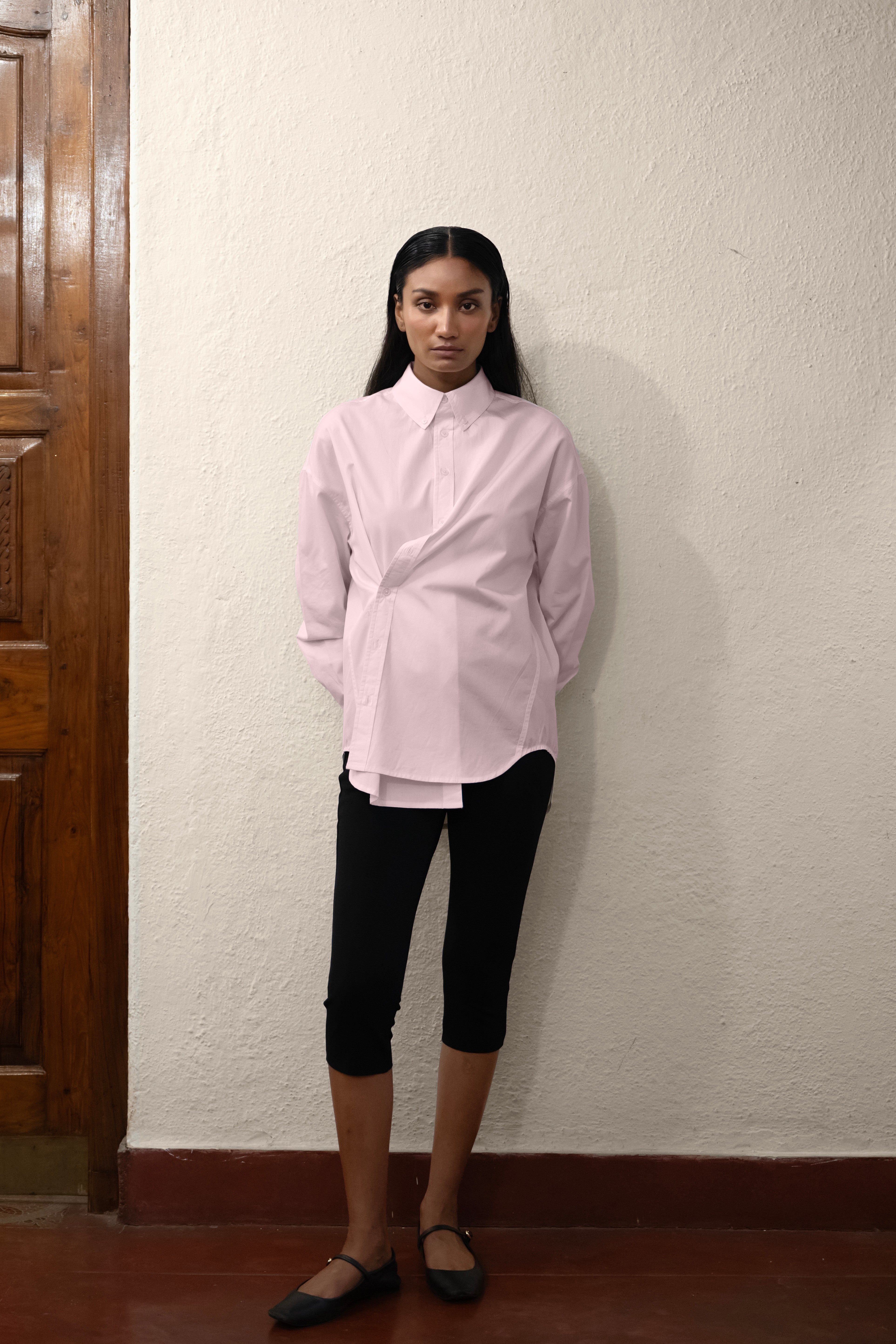 Hand-Embroidered Asymmetric Organic Cotton Poplin Shirt